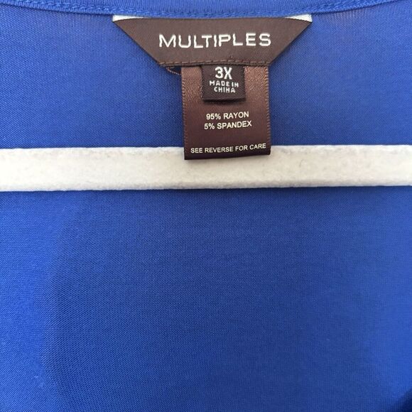 Multiples Tunic Top Womens 3X Blue Layered Grommet Detail Stretch Scoop Blouse - Picture 7 of 8